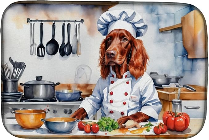 Caroline's Treasures DAC6266DDM Irish Setter The Chef Dish Drying Mat Absorbent by CarolinesTreasures