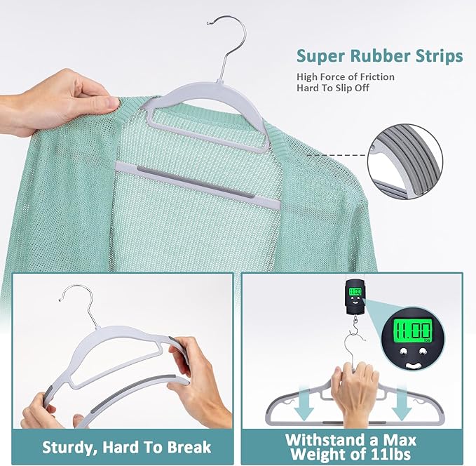 Pack of 30 Coat Hangers, Space-Saving Plastic Clothes Hangers, 0.2 Inches Slim - Image 4