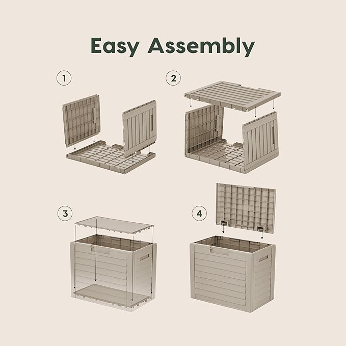 IRIS USA 35-Gallon Outdoor Deck Delivery Storage Box, Lockable & UV-Protected, Weather-Resistant Patio Storage for Cushions, Garden Tools & Packages, Waterproof Resin, Durable & Stylish Design - Beige - Image 2