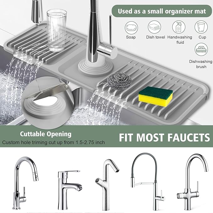 17.7-Inch Kitchen Sink Splash Guard Mat | 7° Slope - Image 6