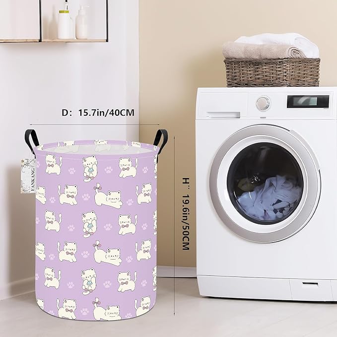 FANKANG Storage Basket, Nursery Hamper Canvas Laundry Basket Foldable - Image 2