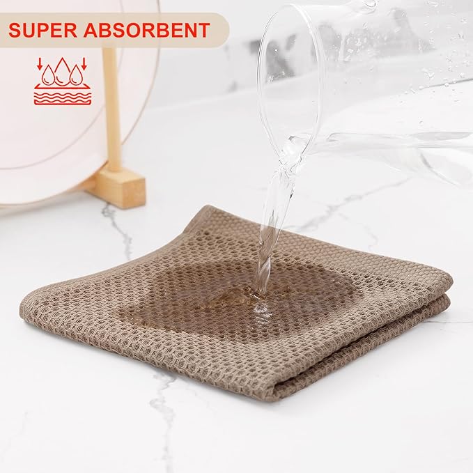 Kitinjoy 100% Cotton Kitchen Dish Cloths, 8 Pack Waffle Weave Ultra Soft - Image 3