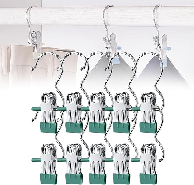 Space-Saving Clothespin Hat Pants Storage Hanging Travel Hook, Stainless Steel by Soputry