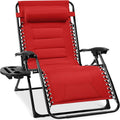 Best Choice Products Oversized Padded Zero Gravity Chair, Folding Outdoor Patio Recliner, XL Anti Gravity Lounger for Backyard w/Headrest, Cup Holder, Side Tray, Polyester Mesh - Crimson Red by BestChoiceProducts