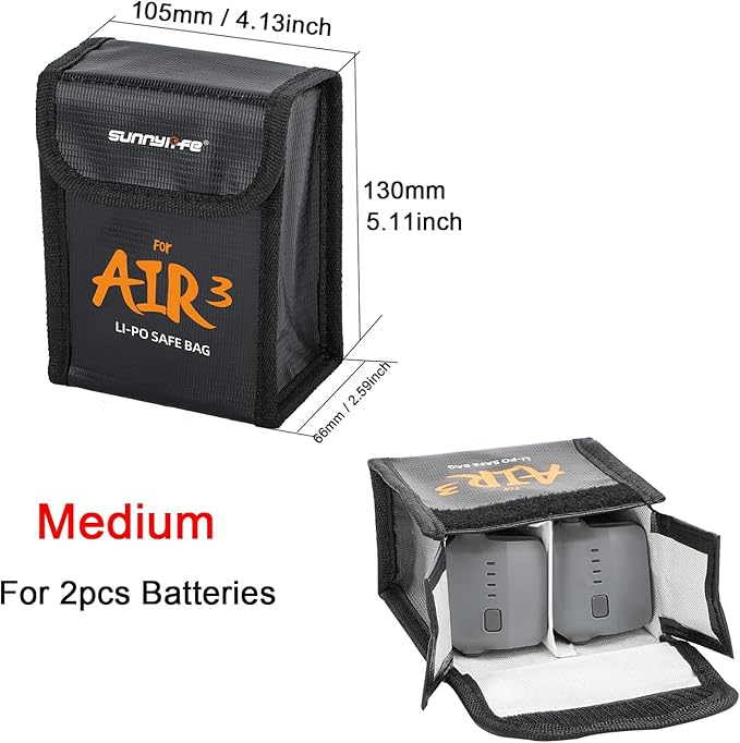 Lipo Battery Safe Bag for DJI Air 3s/Air 3, Explosion-Proof Nylon lithium - Image 5