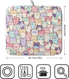 Colorful Cats Dish Drying Mat 16x18 inch Cute Animal Microfiber Reversible Fast - Image 2