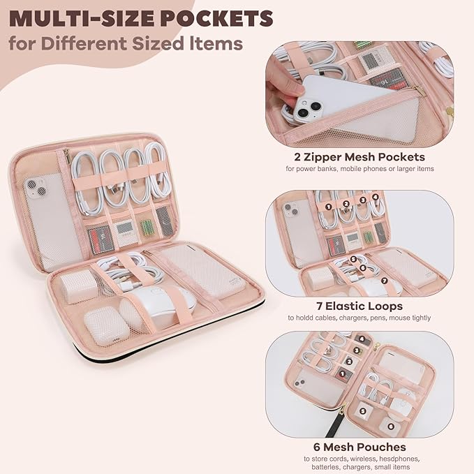 Electronics Organizer Travel Case, Charger Bag Cord Organizer Travel, Compact - Image 2