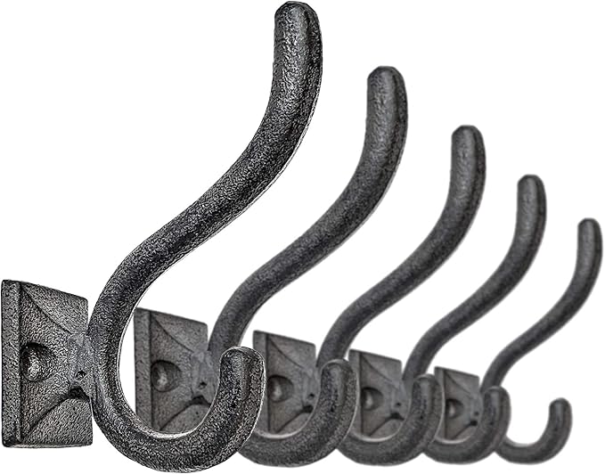 Ambipolar 5-Pack Antique Black Wall Hooks, Vintage Modern Farmhouse Style by Ambipolar