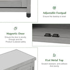 Outdoor Storage Cabinet & Potting Bench Table with Metal Top, Wooden Patio Furniture, Garden Workstation (Accent Grey, 36x31x17in) - Image 4