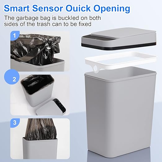 Smart Touchless Bathroom Trash Can 2.2 Gallon Automatic Motion Sensor Rubbish - Image 6
