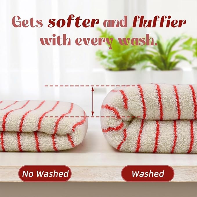 Jacquotha Striped Hand Towels Set of 2, Vintage Bathroom & Kitchen Decor - Image 5