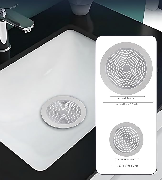Shower Drain Hair Catcher 3.5 inch Small, Bathroom Sink Hair Stopper Sink Drain - Image 3