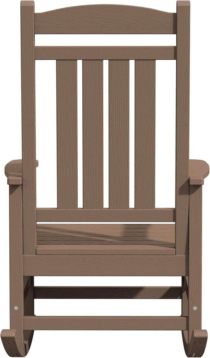KINGYES HDPE Rocking Chairs Outdoor, Patio Rocking Chairs with 330lbs Support, Smooth Porch Rocker for Deck Lawn Yard, Brown - Image 11