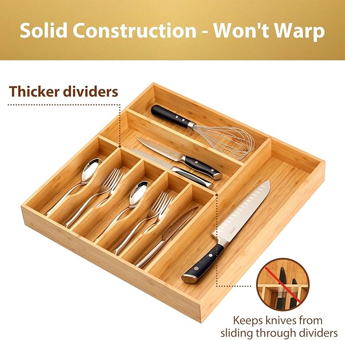 Umilife Large Kitchen Drawer Organizer, 2.5" High - Image 3