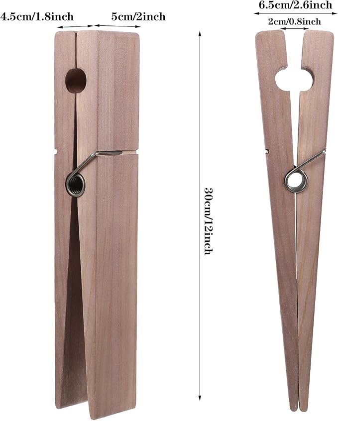 Blulu 2 Pcs 12 Inch Jumbo Wooden Clothespins Large Clothespin Towel Holder - Image 7