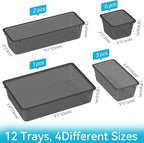12-Piece Drawer Organizer Set, 4 Sizes Versatile Plastic Vanity Organizer - Image 2
