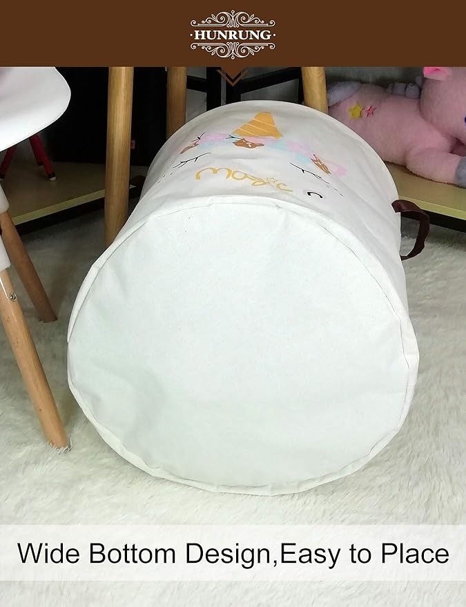 HUNRUNG Laundry Hamper, Large Canvas Fabric Lightweight Storage Basket Toy - Image 6