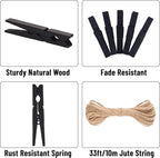 KINGLAKE Black Clothes Pins Wooden - Image 3