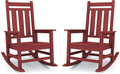KINGYES Oversized Outdoor Rocking Chair Set of 2, All-Weather Patio Rocking Chairs for Porch, HDPE Outdoor Patio Rockers with High Back & Wide Seat for Garden, Lawn, Red by KINGYES