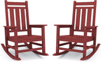 KINGYES Oversized Outdoor Rocking Chair Set of 2, All-Weather Patio Rocking Chairs for Porch, HDPE Outdoor Patio Rockers with High Back & Wide Seat for Garden, Lawn, Red by KINGYES