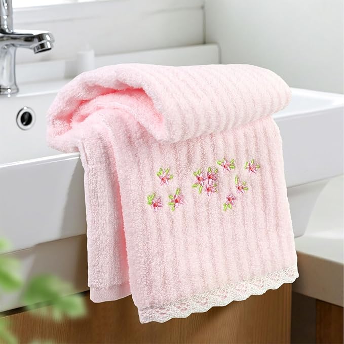 Jacquotha Pink Hand Towels for Bathroom – Soft Cotton, 13x29 Inches, - Image 3