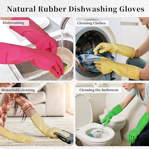 Rubber Gloves for Cleaning – 3 Pairs Reusable Gloves for Dishwashing, Kitchen - Image 4