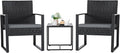 Flamaker 3 Pieces Patio Set Outdoor Wicker Furniture Modern Bistro Rattan Chair Conversation Sets with Coffee Table for Yard (Grey) by Flamaker