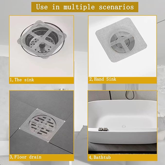 Disposable Shower Drain Hair Catcher Stickers, 90 Pack, 3.94x3.94 inch Mesh - Image 6