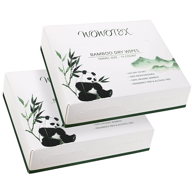 Travel Size Bamboo Viscose Disposable Face Towel Biodegradable Large Dry Face by WOWOTEX