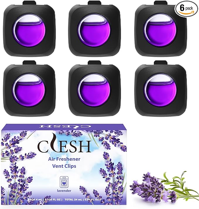 Car Air Fresheners, 6 Pack, Lavender Embrace, Car Fresheners Vent Clips by CLESH