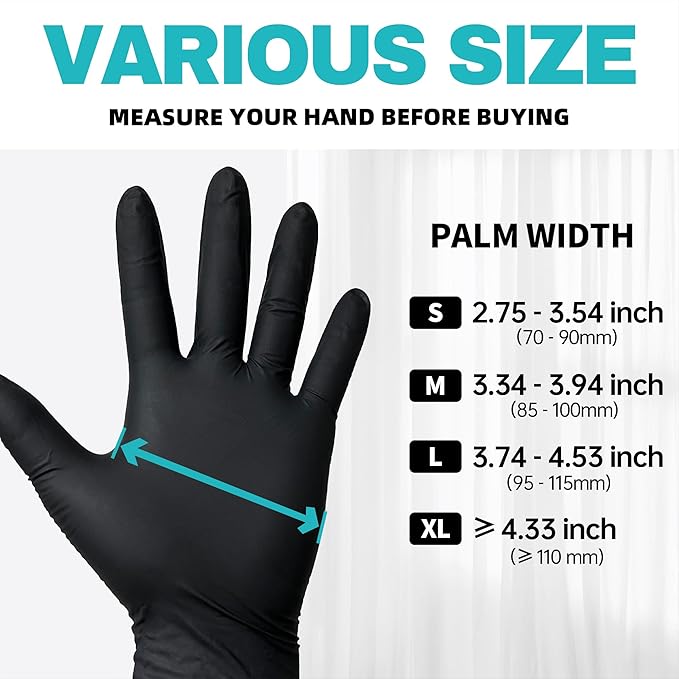 Beastek Black Disposable Nitrile Exam Gloves 100 Pcs 4Mil Chemical Resistant - Image 7