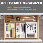 SpaceAid 7-Piece Bamboo Drawer Organizer Storage Boxes Set, Wood Tray Junk - Image 5