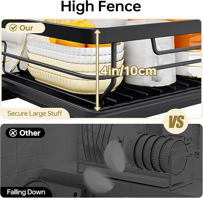 TOOLF Space-Saving Dish Drying Rack, Sink Dish Drainer Rack, Dishes Strainer - Image 5