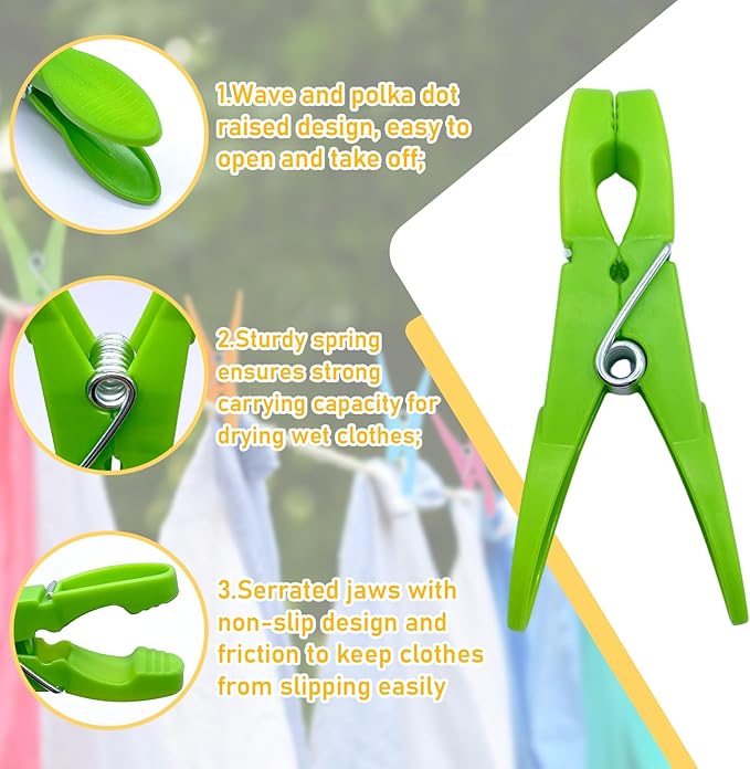 72Pcs Colored Plastic Clothespins, Colorful Clothes Pins Heavy Duty Outdoor - Image 3