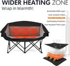Heated Double Camping Chair - Heated Loveseat Chair for 2 Person Heavy Duty Oversized Padded Camping Couch for Adults Outdoor Sports Lawn Portable Folding Chairs - Image 3