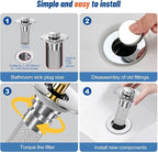 2024 New Pop Up Bathroom Sink Drain Strainer Hair Catcher, Sink Drain Stopper - Image 7
