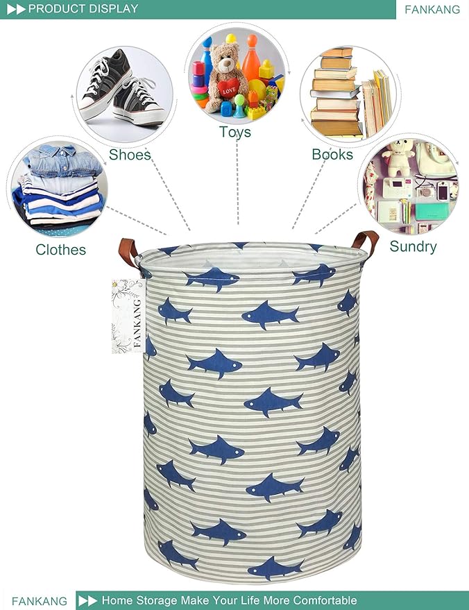 FANKANG Storage Basket, Nursery Hamper Canvas Laundry Basket Foldable - Image 3