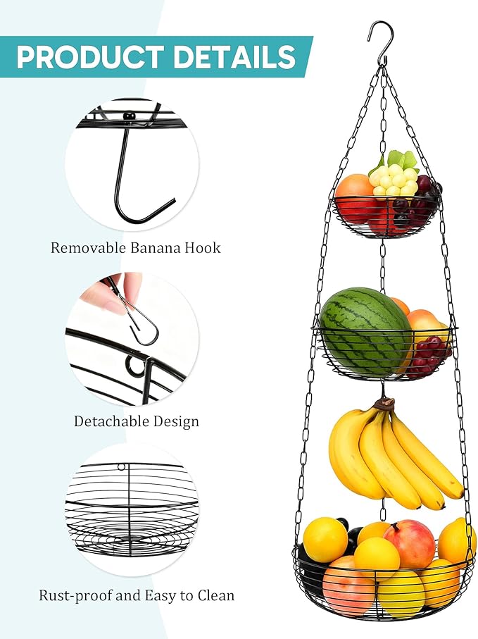 FANGSUN 3-Tier Hanging Fruit Basket - Image 4