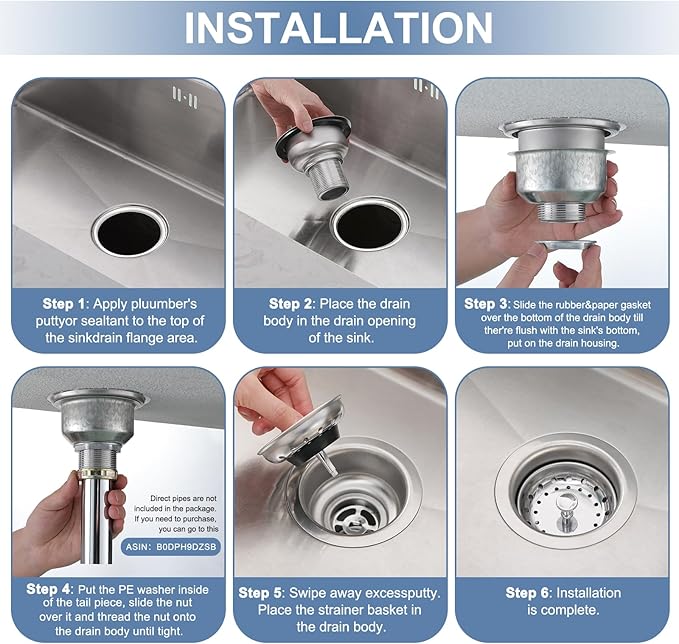 ZM Kitchen Sink Stainless Steel Deep Locking Basket Strainer - Image 4