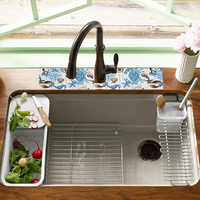 19.5" x 12" Dish Drying Mat & 24" x 5.5" Sink Splash Guard, Super Absorbent - Image 3