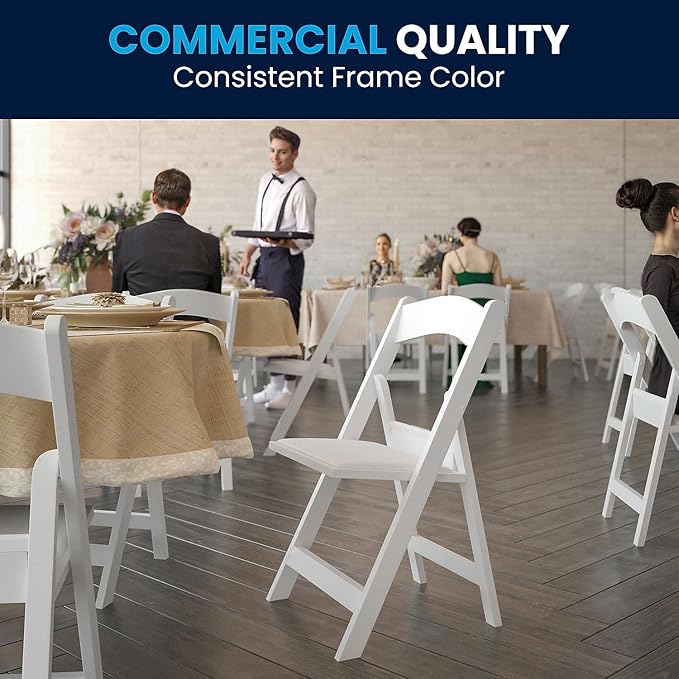 Flash Furniture Hercules Series Folding Chairs for Weddings and Formal Events, Stackable Commercial Event Seats with 1,000-lb. Static Weight Capacity, Set of 2, White - Image 8
