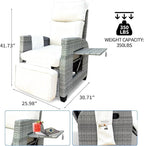 Outdoor Wicker Recliner Chair, 145° Patio Lounge Chair with 4" Cushion, Adjustable Backrest & Footrest, Flip-up Table & Side Pocket for Backyard, Deck, Balcony, Terrace, Poolside - Image 2