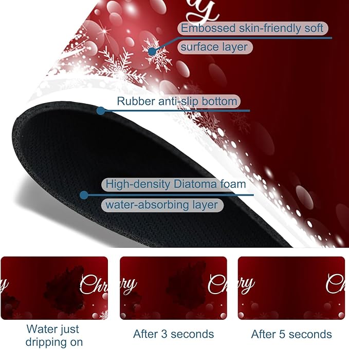 Christmas Merry Xmas Sink Faucet Absorbing Mat Santa Claus Super Absorbent Fast - Image 3