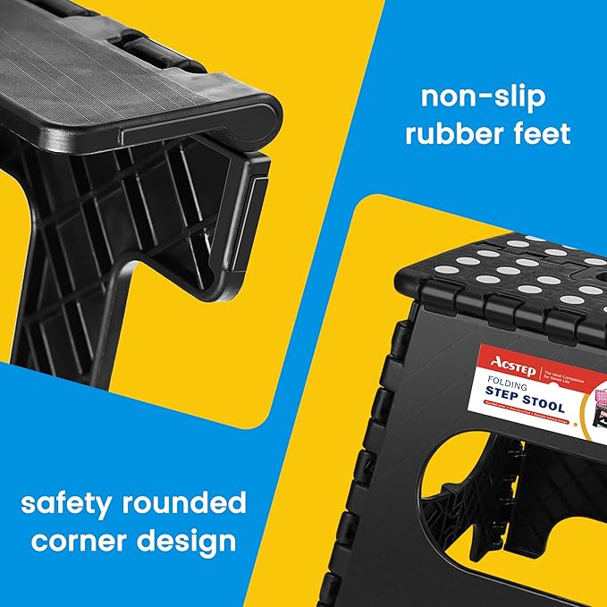 ACSTEP Folding Step Stool 11 Inch, Sturdy Plastic Foldable Step Stool for Kids & Adults, Non Slip Lightweight Collapsible Foot Stools Holds 300 lbs, Ideal for Kitchen, Bathroom, Bedroom, Outdoor - Image 5