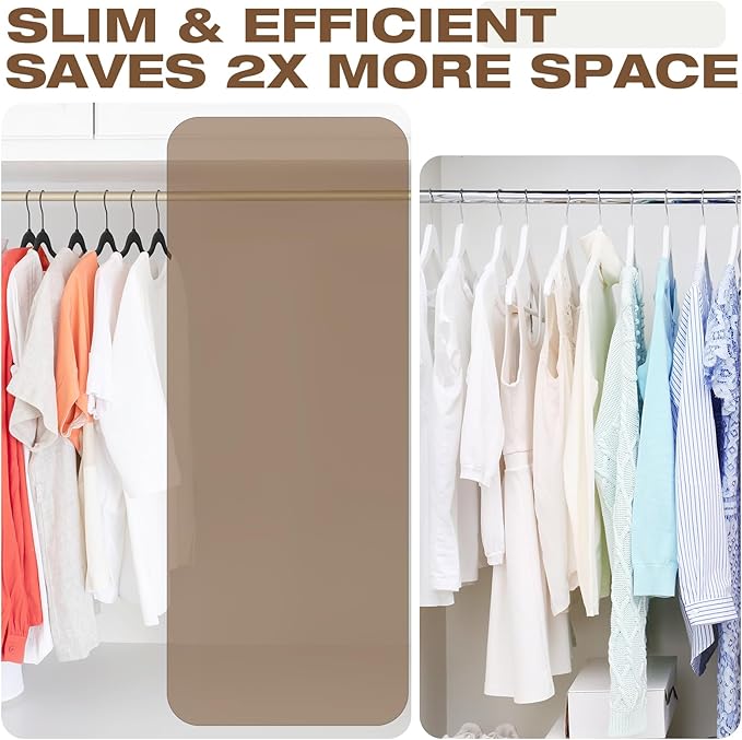 50 Pack Black Velvet Hangers, Coat Hanger Non Slip, Heavy-Duty, Space Saving - Image 7