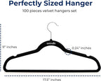 SereneLife Velvet Hangers 100 Pack Black – Slim Non-Slip Clothes Hangers - Image 2