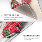 Red Truck Dish Drying Mat Xmas Tree Dish Drainer Rack Mat Winter Microfiber - Image 3