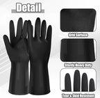 10 Pairs Chemical Resistant Latex Gloves, Heavy Duty Black Rubber Gloves - Image 3