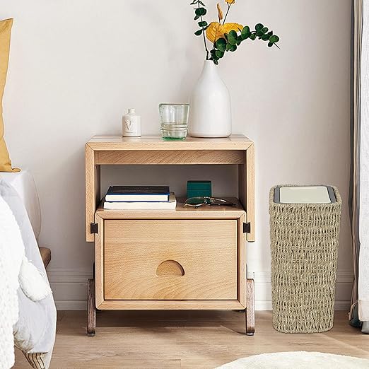 Boho Trash Can with Lid, 3 Gallon Small Rattan Trash Can with Press Top Lid - Image 8