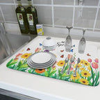 Hello Spring Flowers Green Dish Drying Mat 18 x 24 Inch - Image 6